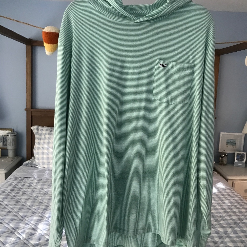 Vineyard Vines green and white striped top
